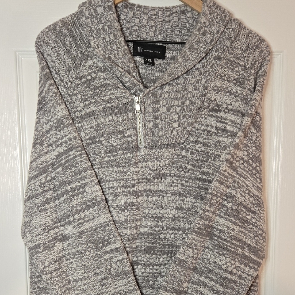 INC International Concepts Men's Textured Gray Zip-Up Sweater